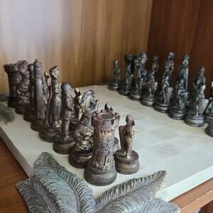 1960s Fontanini Depose Italy Medieval Chess Set And Stone Board